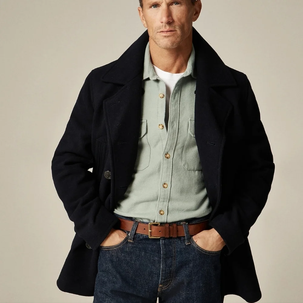 J Crew Dock peacoat in wool blend with PrimaLoft® CO038 Size L NWT Navy